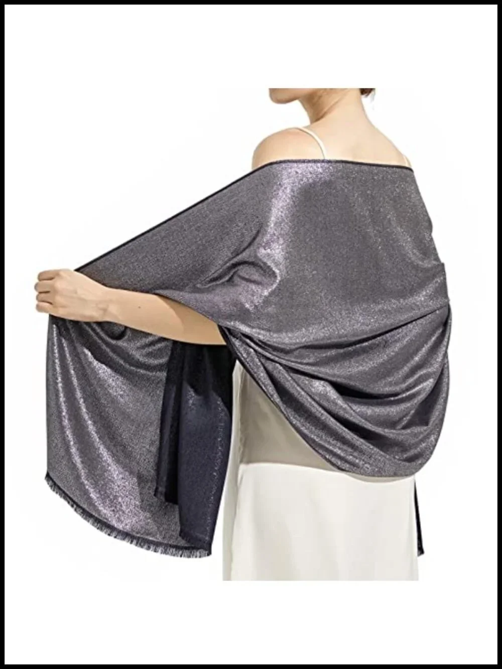 Sparkly Metallic Pashmina Shawl Wrap for Evening Formal Party Dressy
